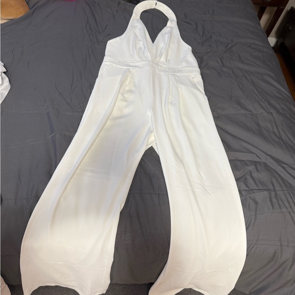 Elegant White Halter Jumpsuit